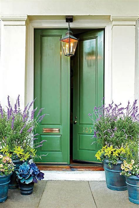 sage green house door colors